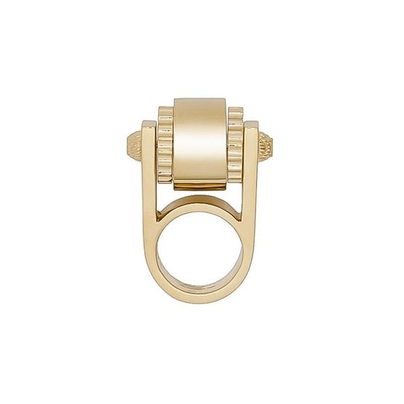 Balenciaga Ring Gold Tone Metal Hardware Gear Cylinder Large Size - Picture 1 of 3